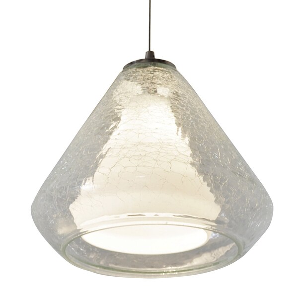 Armitage LED Pendant - 3000K - 120V - Satin Nickel - Clear Crackle